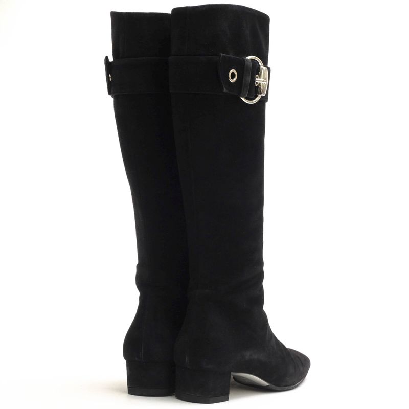 Gucci Long Boots Shoes Women Suede Leather Black Belt Design — view 4