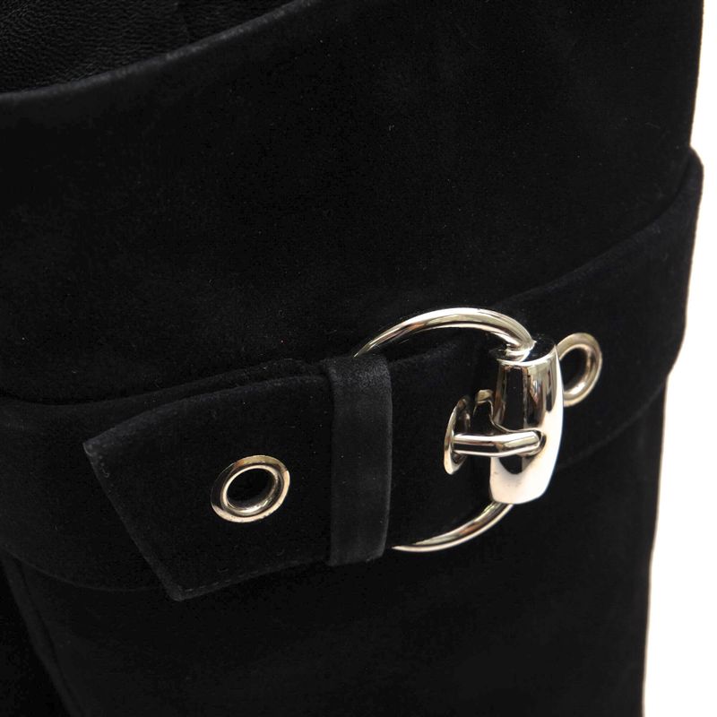 Gucci Long Boots Shoes Women Suede Leather Black Belt Design — view 5