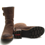 Prada Engineer Boots Shoes Women Suede Leather Dark Brown 3 U5360 — view 7