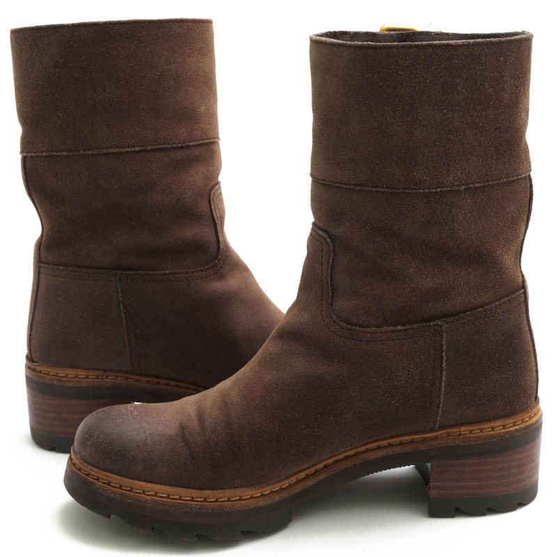 Prada Engineer Boots Shoes Women Suede Leather Dark Brown 3 U5360 — view 3
