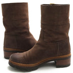 Prada Engineer Boots Shoes Women Suede Leather Dark Brown 3 U5360 — view 3