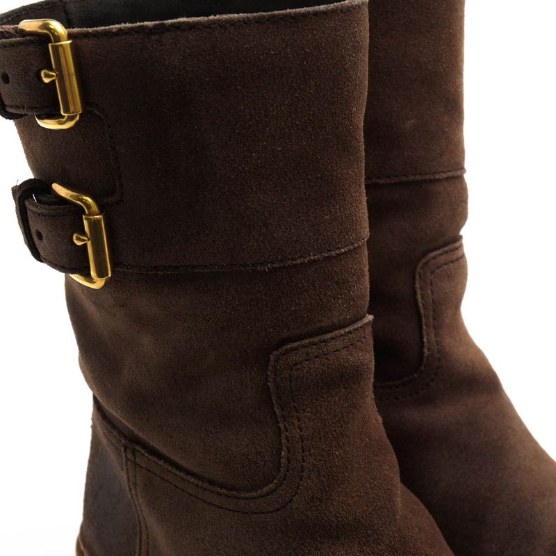 Prada Engineer Boots Shoes Women Suede Leather Dark Brown 3 U5360 — view 5