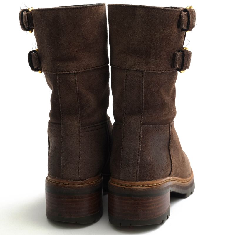 Prada Engineer Boots Shoes Women Suede Leather Dark Brown 3 U5360 — view 4