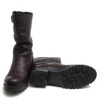 Prada Engineer Boots Shoes Women Leather Dark Brown 3 U5785 Daino — view 6