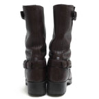 Prada Engineer Boots Shoes Women Leather Dark Brown 3 U5785 Daino — view 4