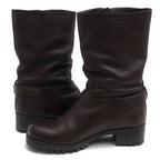 Prada Engineer Boots Shoes Women Leather Dark Brown 3 U5785 Daino — view 3