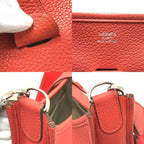 Hermes Shoulder Bag Evelyne PM 3 Taurillon Clemence Rouge Pivoine Red — view 7
