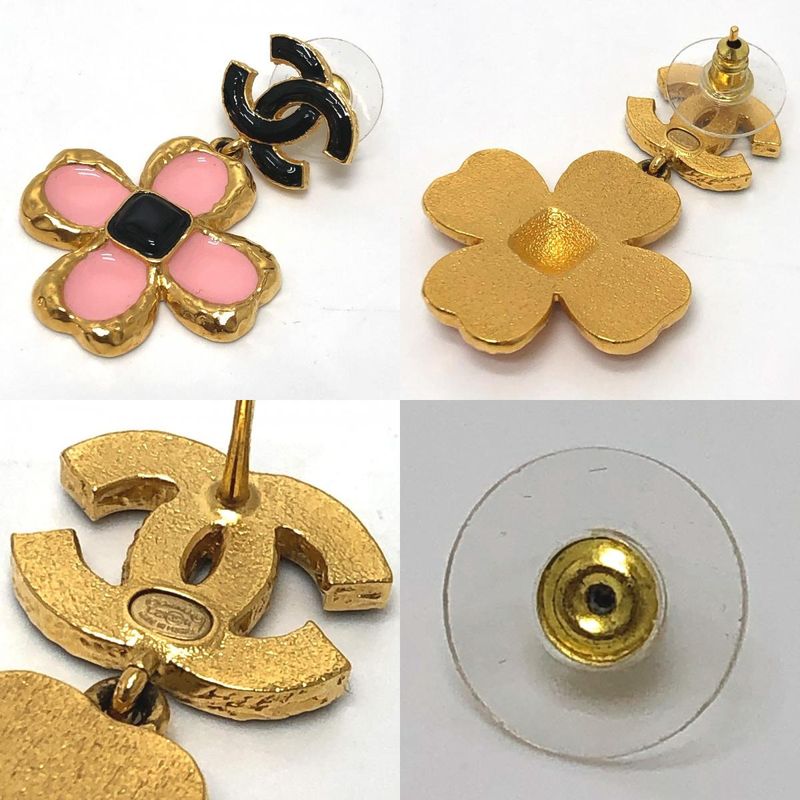 Chanel Coco Mark Flower Jewelry Accessories Earrings Metal Pink — view 9