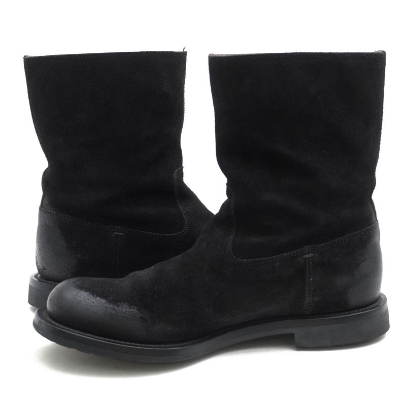 Gucci Pecos Boots Shoes Men Suede Leather Black 98411 Camden Lug — view 3
