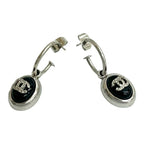 Chanel Vintage Coco Mark GP Earrings Accessories Silver Black 75139 00A — view 4