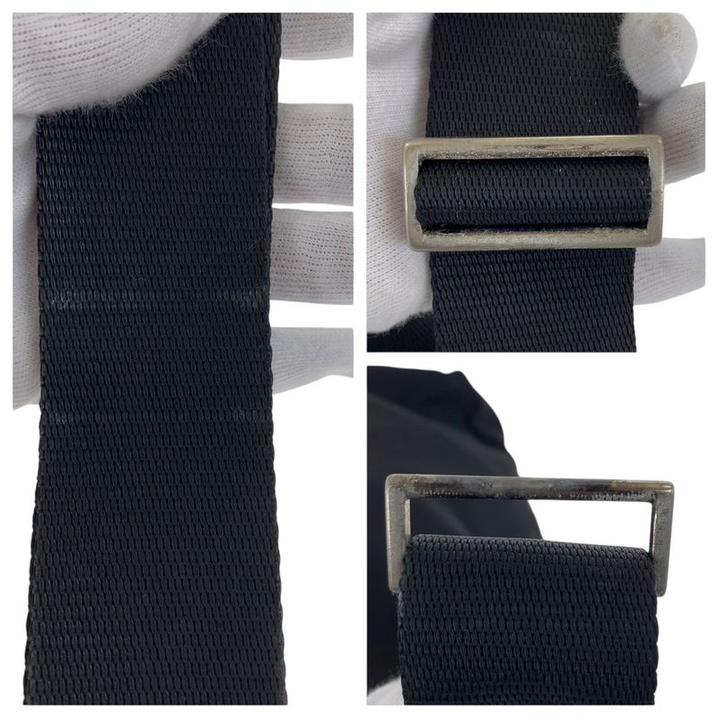 Prada Tessuto Triangle Logo Plate Black Silver Hardware Nylon Leather — view 6