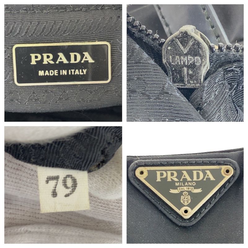 Prada Tessuto Triangle Logo Plate Black Silver Hardware Nylon Leather — view 4
