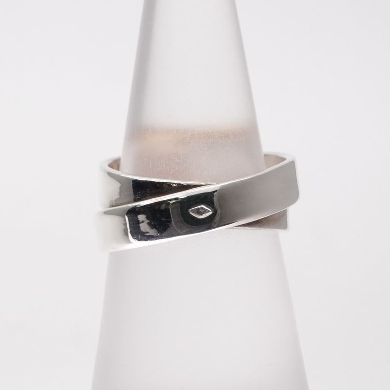 Hermes Double Tour Ring AU 750 AG 925 Silver Belt Combination Antique — view 7