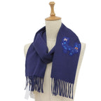 Hermes Imprime Odysee 100% Cashmere H Logo Design Fringed Scarf Navy — view 2