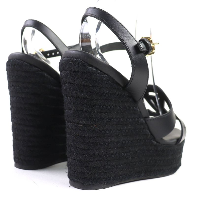 Louis Vuitton Isola Line Ankle Strap Espadrille Wedge Sole Leather Sandals — view 7