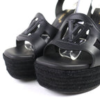 Louis Vuitton Isola Line Ankle Strap Espadrille Wedge Sole Leather Sandals — view 6