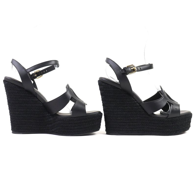 Louis Vuitton Isola Line Ankle Strap Espadrille Wedge Sole Leather Sandals — view 4