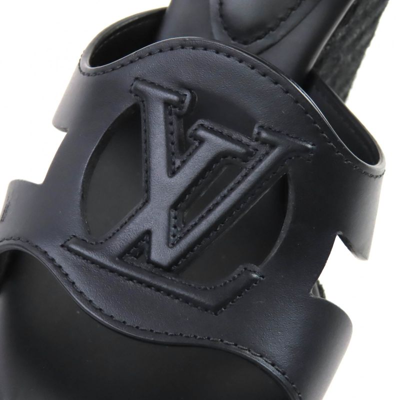 Louis Vuitton Isola Line Ankle Strap Espadrille Wedge Sole Leather Sandals — view 9