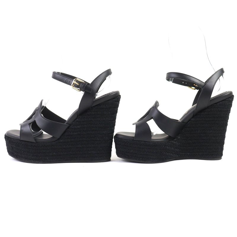 Louis Vuitton Isola Line Ankle Strap Espadrille Wedge Sole Leather Sandals — view 3