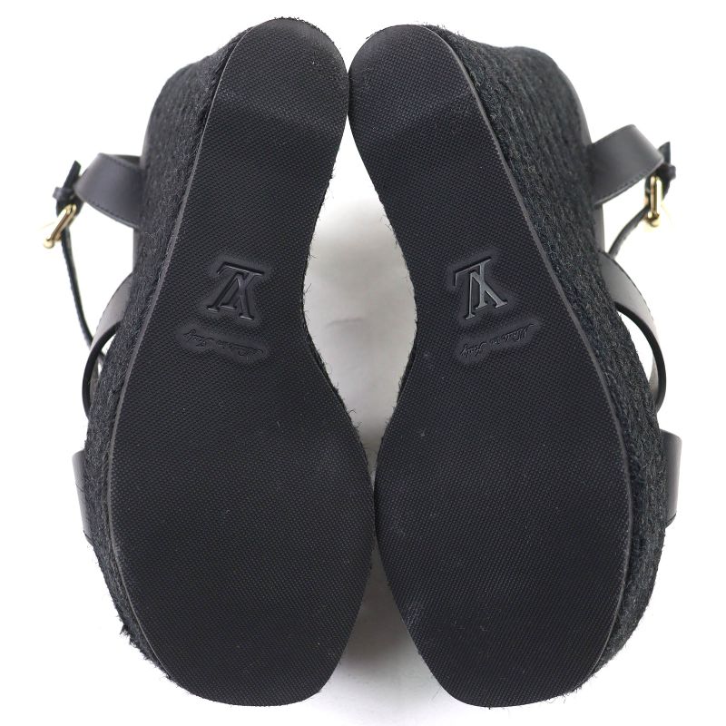 Louis Vuitton Isola Line Ankle Strap Espadrille Wedge Sole Leather Sandals — view 8