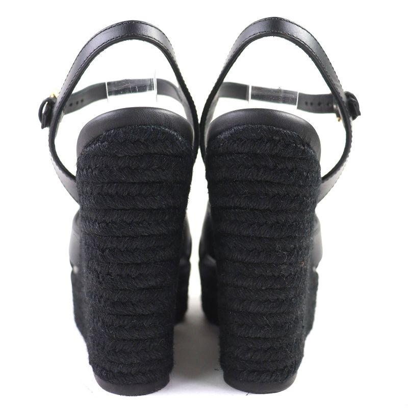 Louis Vuitton Isola Line Ankle Strap Espadrille Wedge Sole Leather Sandals — view 5