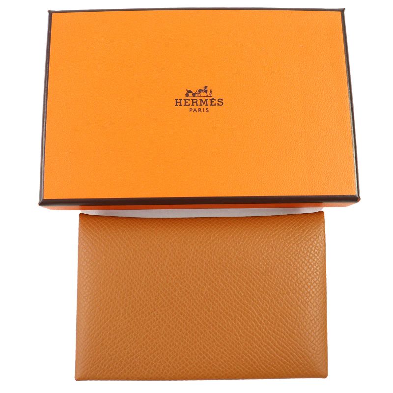 Hermes Calvi Vaux Epson Gold Silver Hardware Business Card Holder Case — view 3