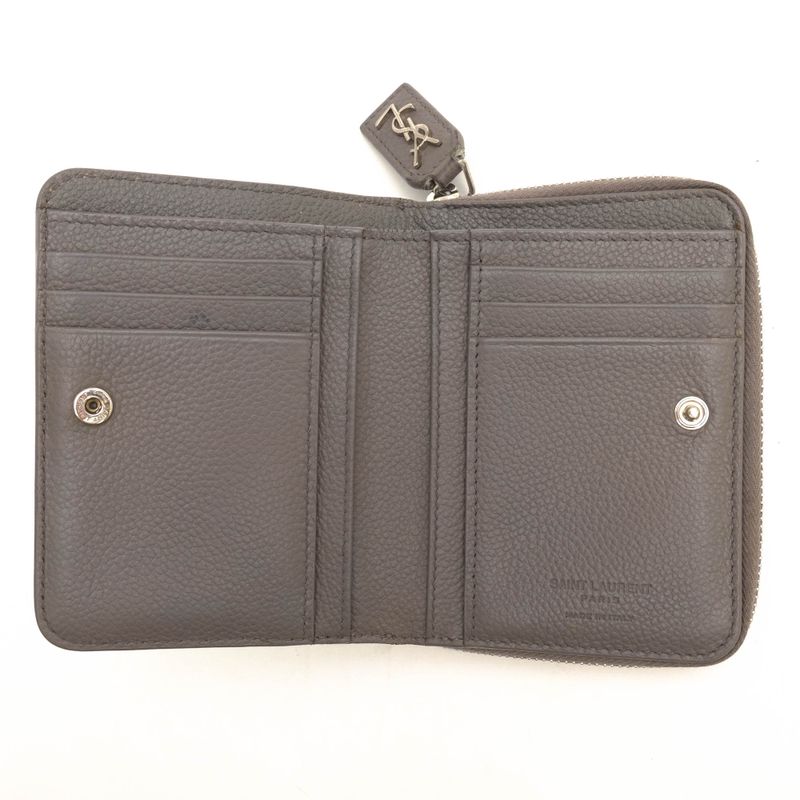Yves Saint Laurent Wallet Women Leather Gray — view 6