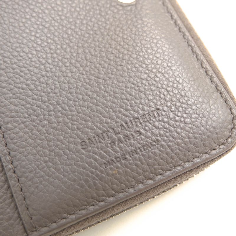 Yves Saint Laurent Wallet Women Leather Gray — view 8