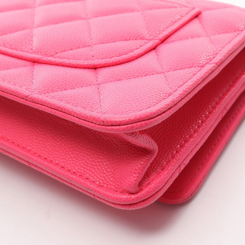 Chanel Shoulder Bag Quilted Ap3694 Fuchsia Pink Caviar Leather — view 9