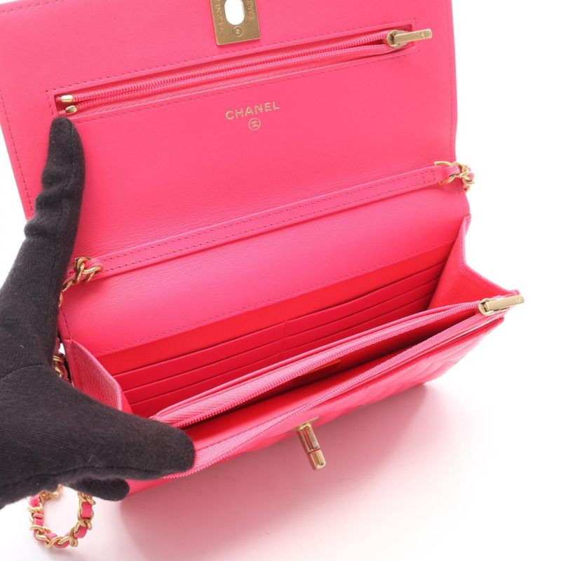 Chanel Shoulder Bag Quilted Ap3694 Fuchsia Pink Caviar Leather — view 3