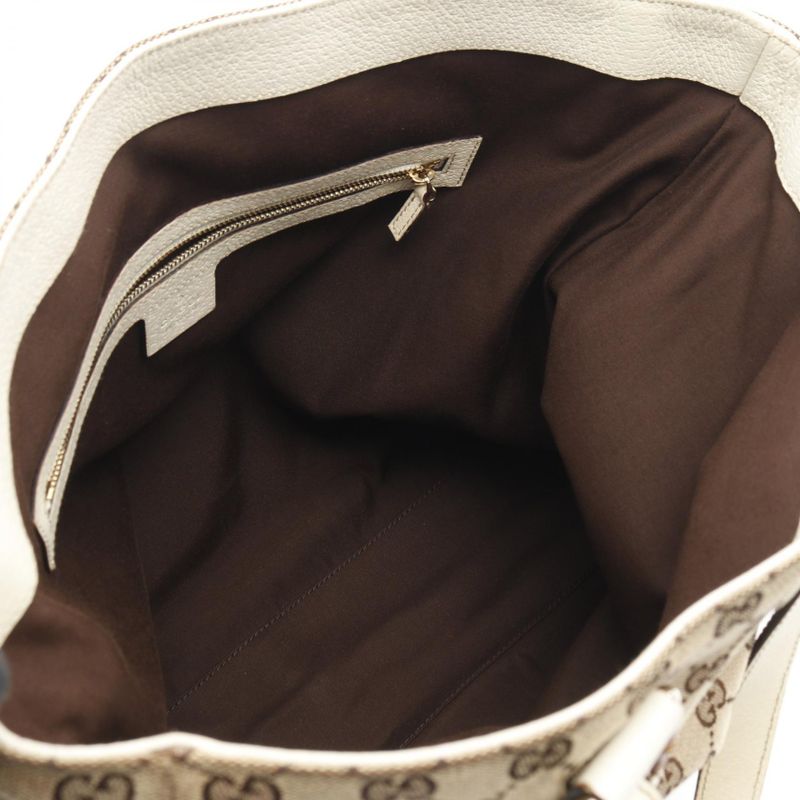 Gucci Tote Bamboo Horsebit GG Canvas Beige Ivory Leather — view 3