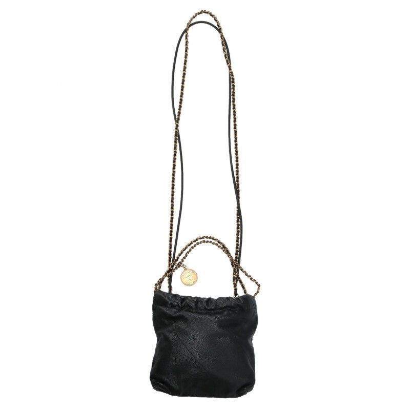 Chanel 22 Mini Cutout Logo Caviar Leather Chain Shoulder Bag — view 2