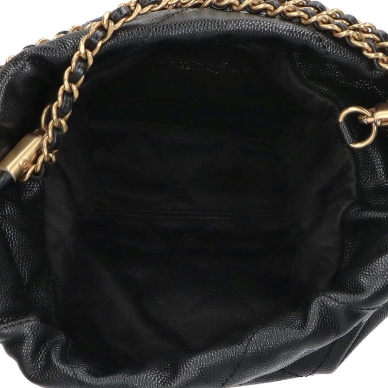 Chanel 22 Mini Cutout Logo Caviar Leather Chain Shoulder Bag — view 3