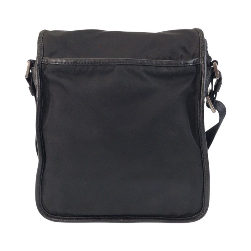 Prada Tessuto Triangle Logo Plate Black Silver Hardware Nylon Shoulder Bag — view 2