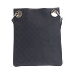 Gucci Black Silver Hardware GG Canvas Leather Shoulder Bag Pochette — view 2