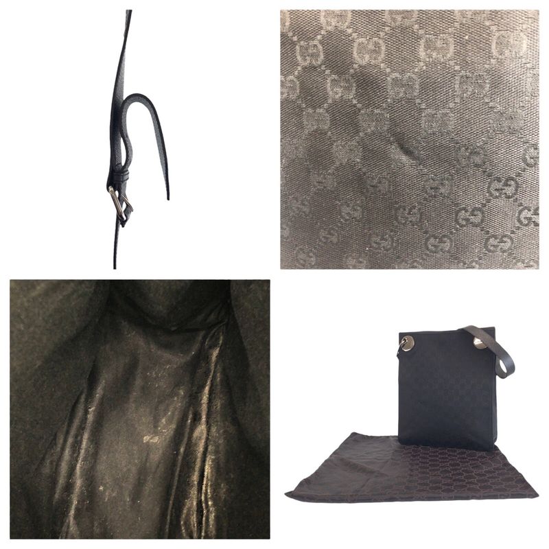 Gucci Black Silver Hardware GG Canvas Leather Shoulder Bag Pochette — view 5