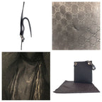 Gucci Black Silver Hardware GG Canvas Leather Shoulder Bag Pochette — view 5