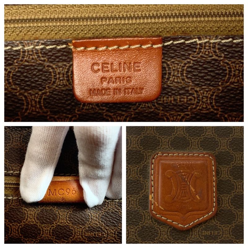 Celine Vintage Macadam Pattern Brown Gold Hardware Mc96 Tote Bag — view 4