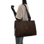 Celine Vintage Macadam Pattern Brown Gold Hardware Mc96 Tote Bag — view 7