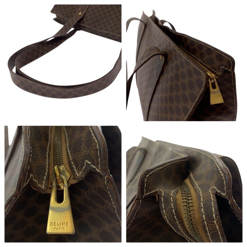 Celine Vintage Macadam Pattern Brown Gold Hardware Mc96 Tote Bag — view 5