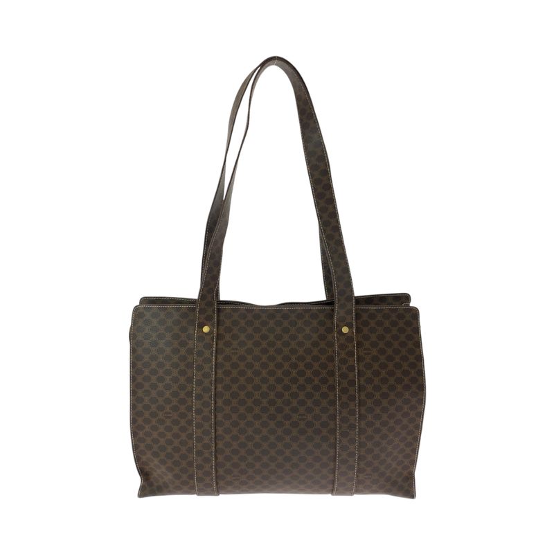 Celine Vintage Macadam Pattern Brown Gold Hardware Mc96 Tote Bag — view 2