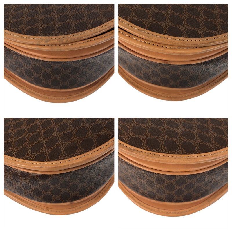 Celine Vintage Macadam Brown Gold Hardware Leather Shoulder Bag Pochette — view 3