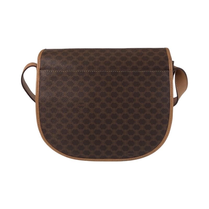 Celine Vintage Macadam Brown Gold Hardware Leather Shoulder Bag Pochette — view 2