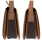 Celine Vintage Macadam Brown Gold Hardware Leather Shoulder Bag Pochette — view 8