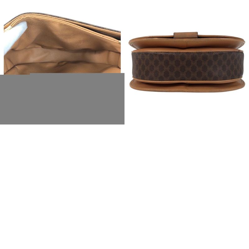 Celine Vintage Macadam Brown Gold Hardware Leather Shoulder Bag Pochette — view 9