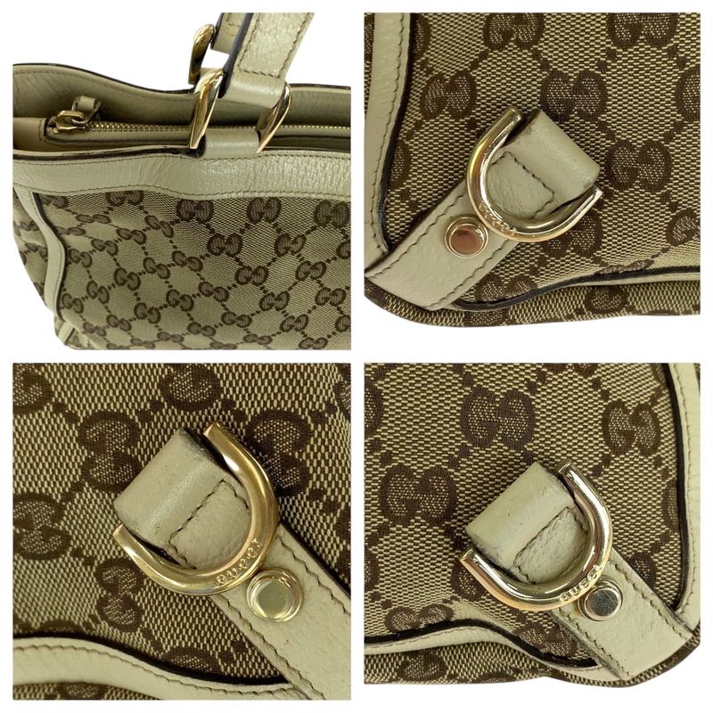 Gucci Beige Ivory Gold Hardware GG Canvas Tote Handbag — view 5