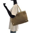 Gucci Beige Ivory Gold Hardware GG Canvas Tote Handbag — view 7