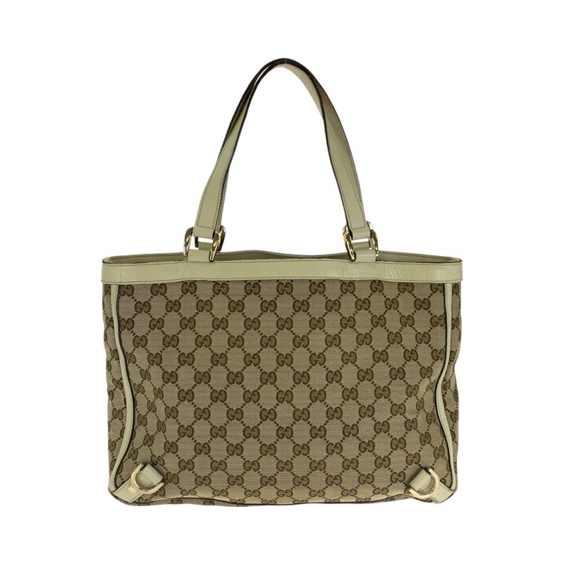 Gucci Beige Ivory Gold Hardware GG Canvas Tote Handbag — view 2