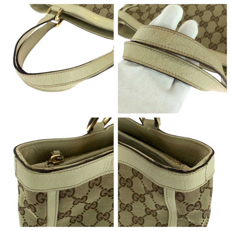 Gucci Beige Ivory Gold Hardware GG Canvas Tote Handbag — view 6