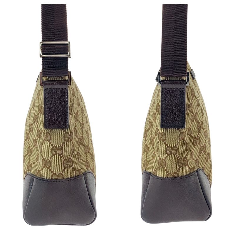 Gucci Beige Brown Silver Hardware GG Canvas Leather Crossbody — view 6